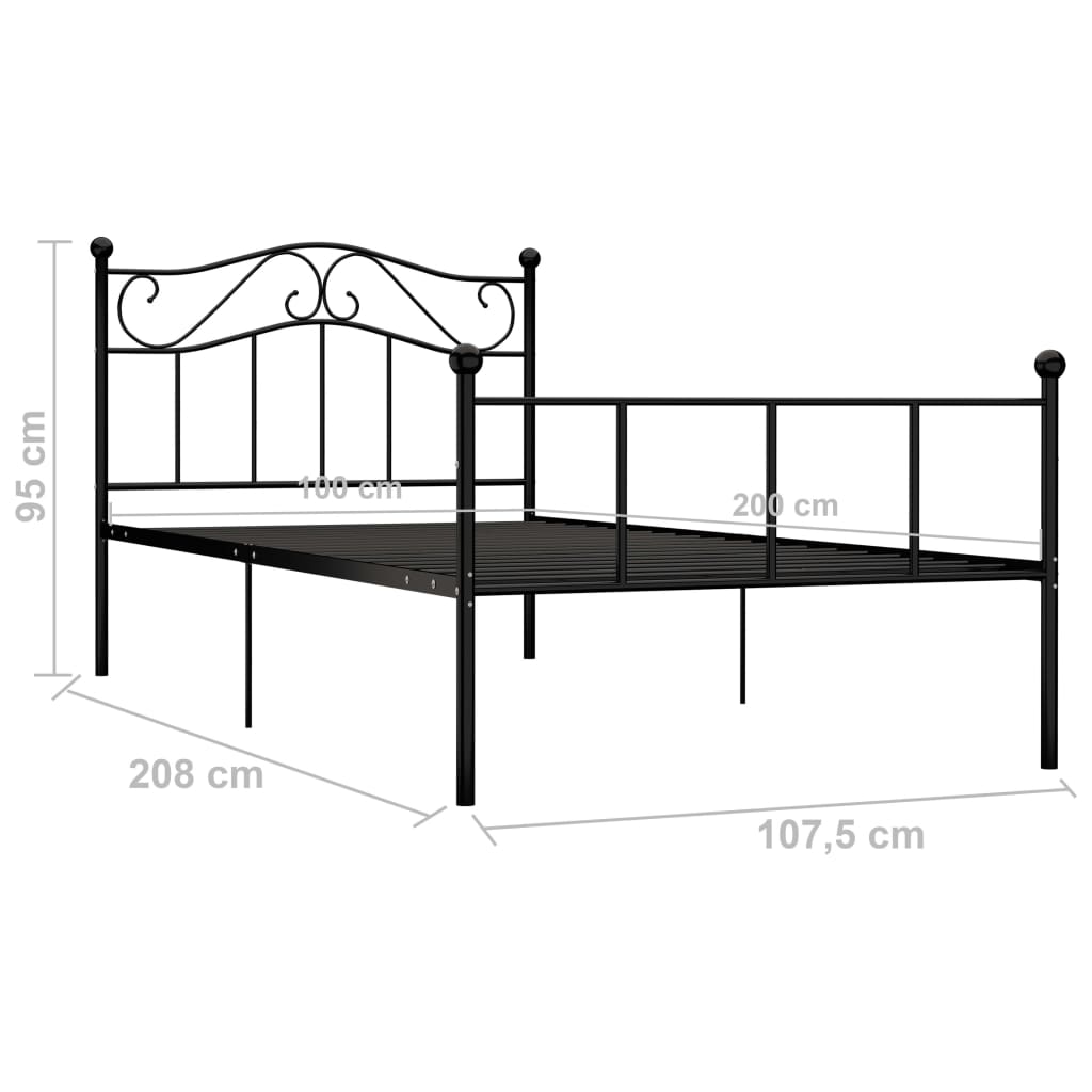 sengestel 100x200 cm metal sort
