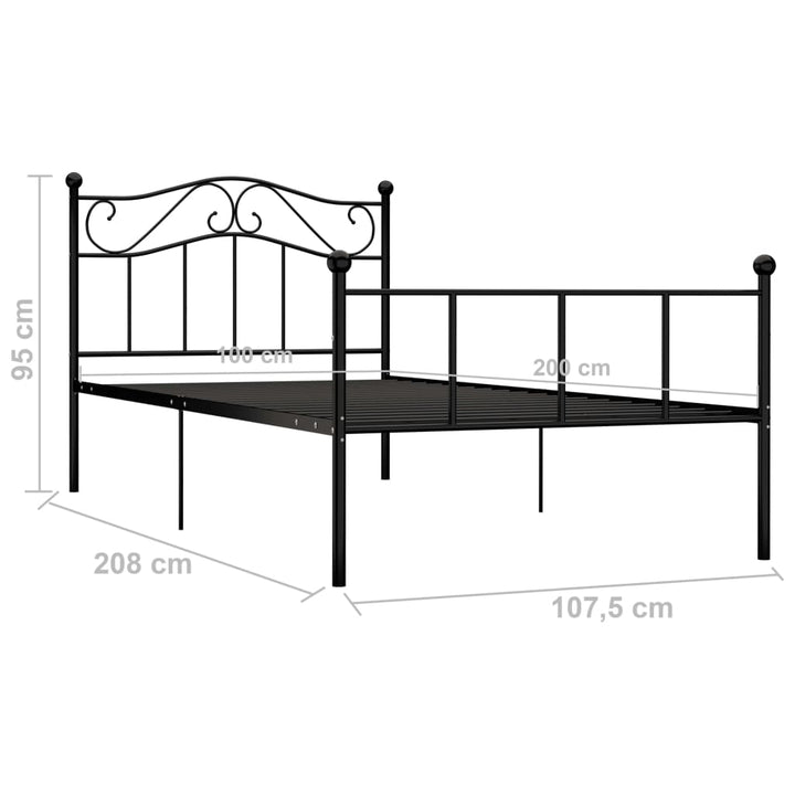 sengestel 100x200 cm metal sort