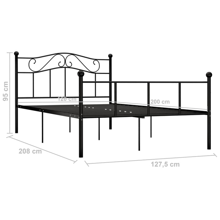 sengestel 120x200 cm metal sort