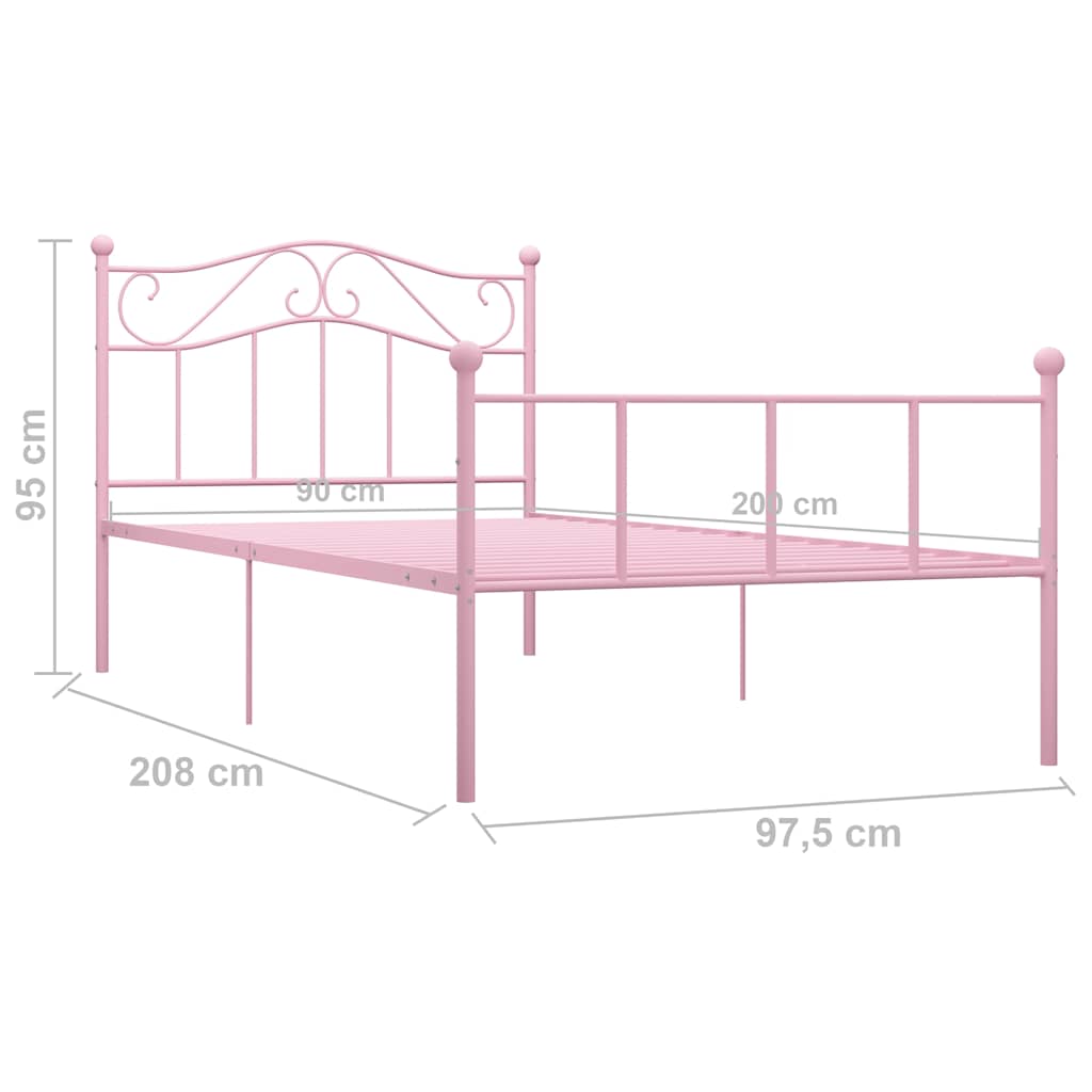 sengestel 90x200 cm metal pink