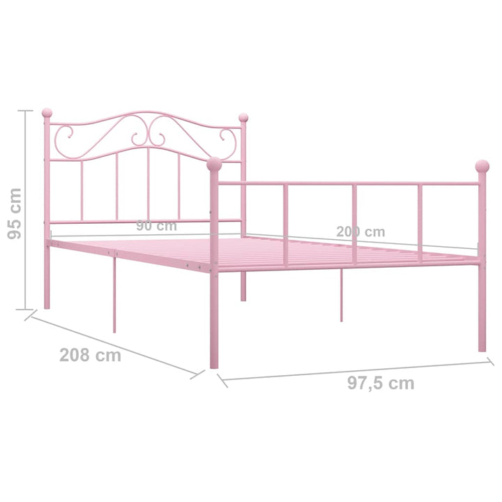 sengestel 90x200 cm metal pink