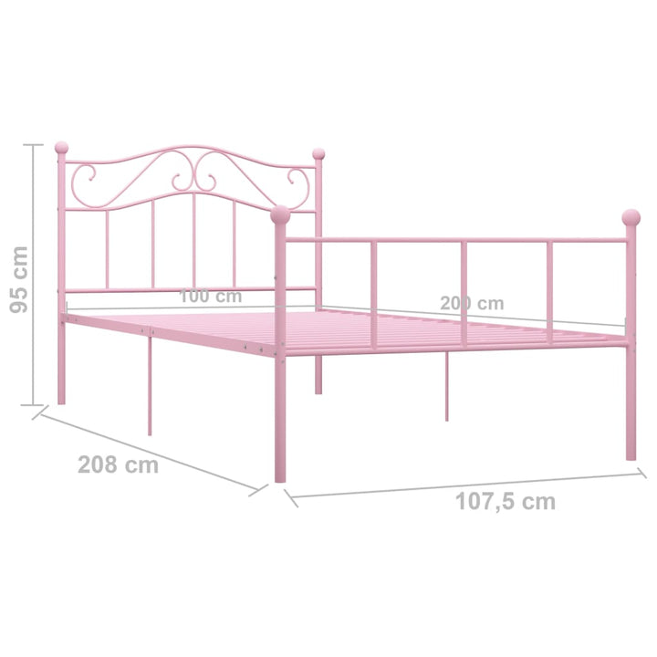 sengestel 100x200 cm metal pink