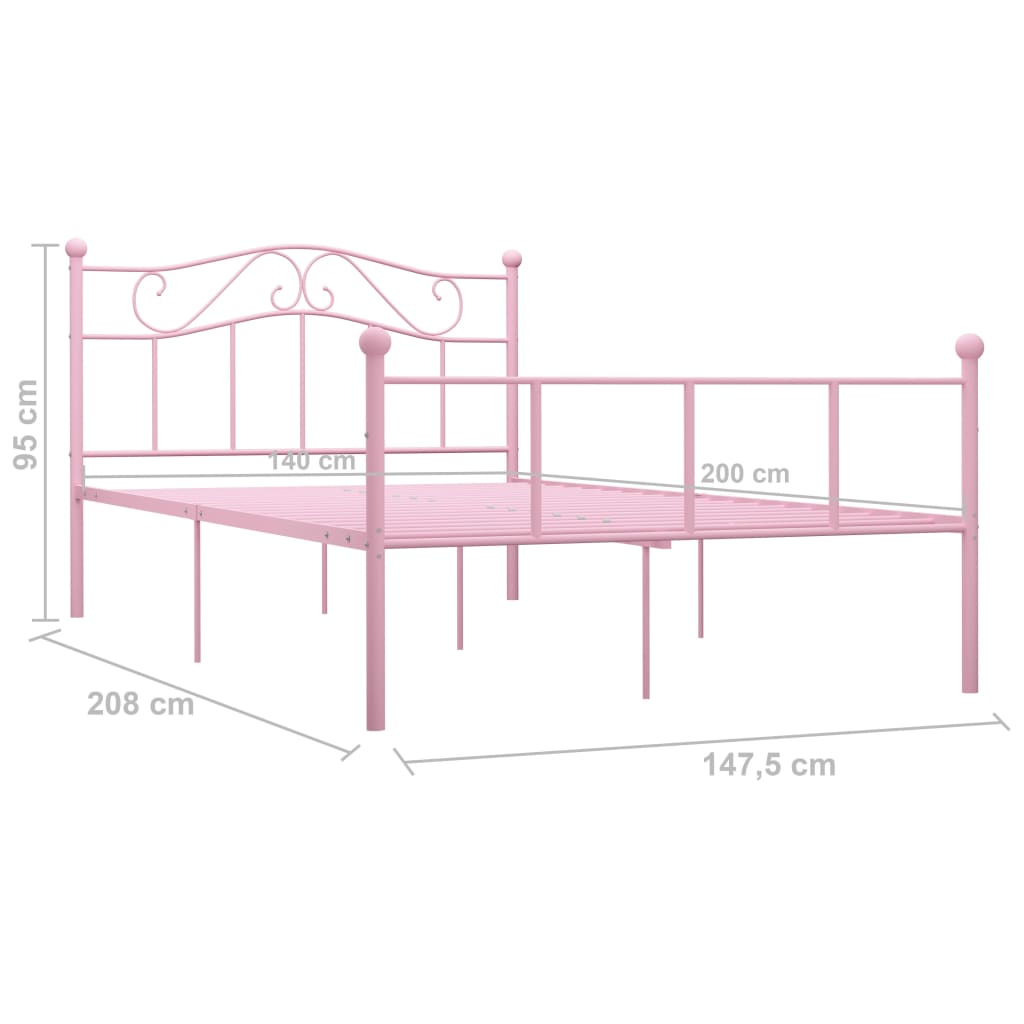 sengestel 140x200 cm metal pink