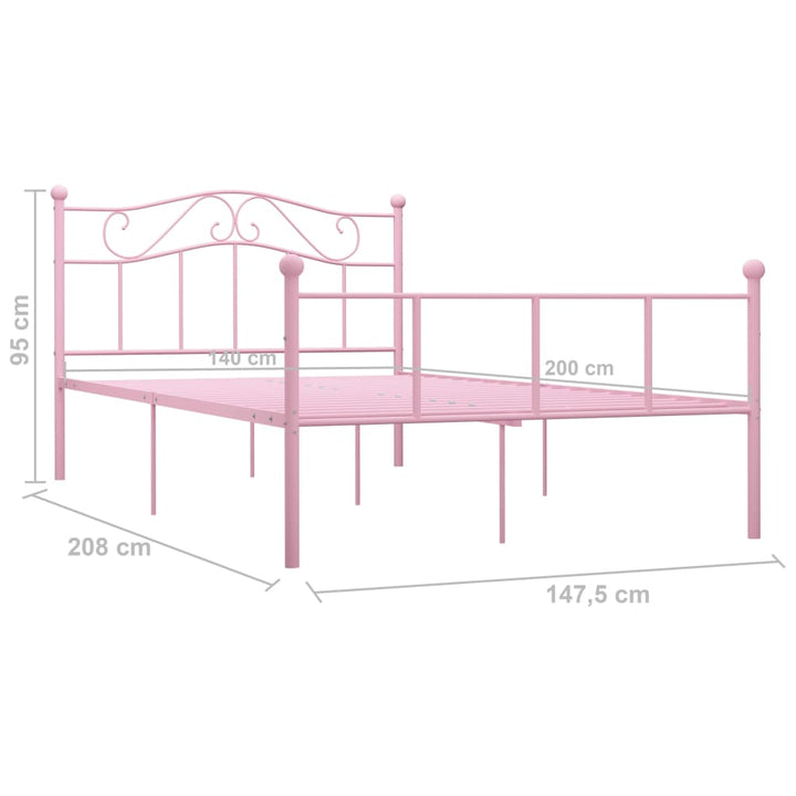 sengestel 140x200 cm metal pink