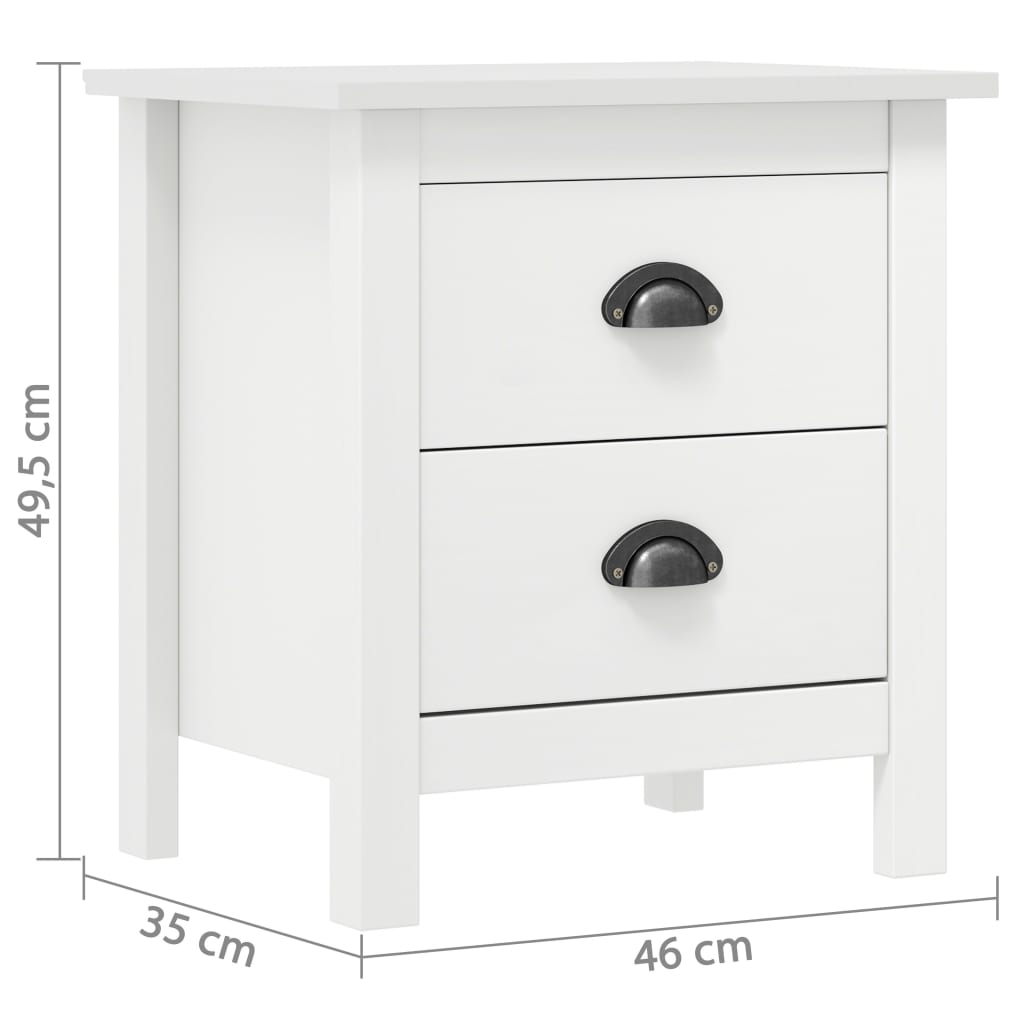 sengebord Hill 46x35x49,5 cm massivt fyrretræ hvid