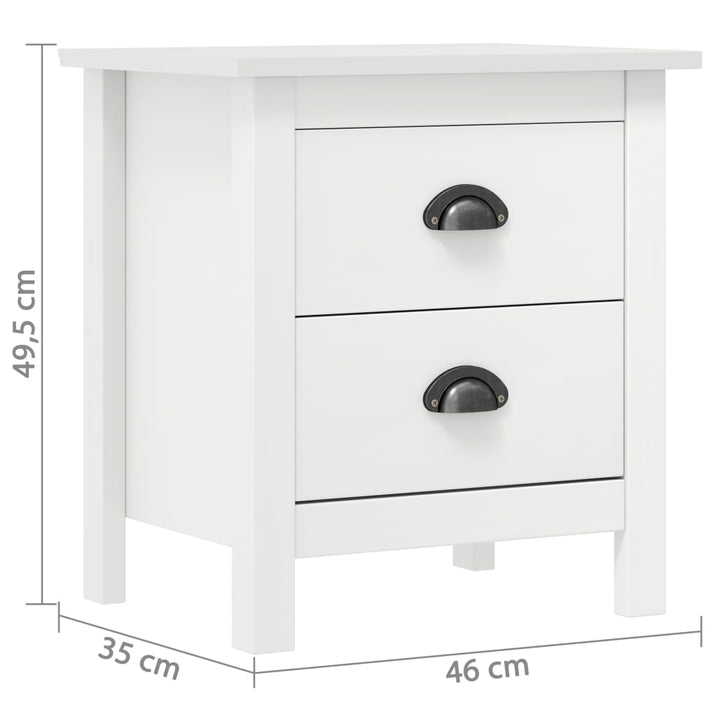 sengebord Hill 46x35x49,5 cm massivt fyrretræ hvid