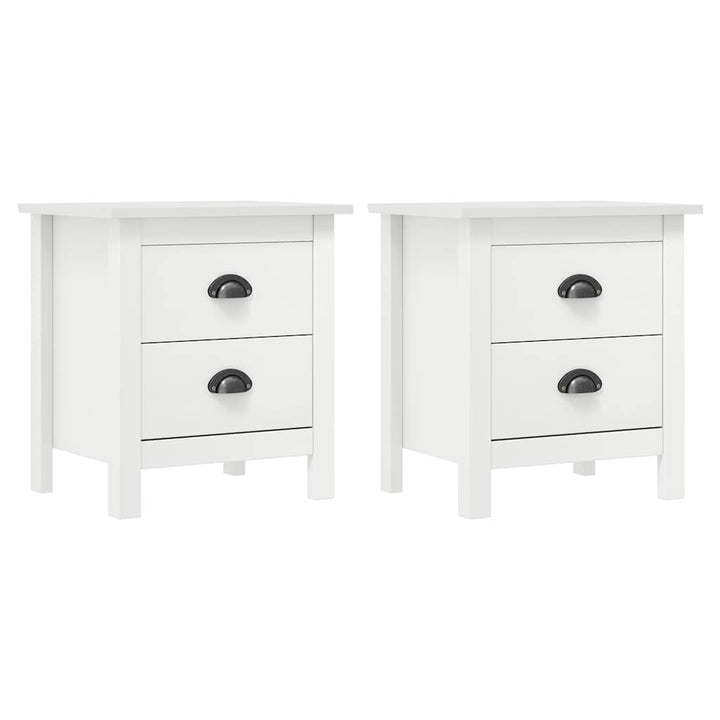 sengebord Hill 2 stk. 46x35x49,5 cm massivt fyrretræ hvid