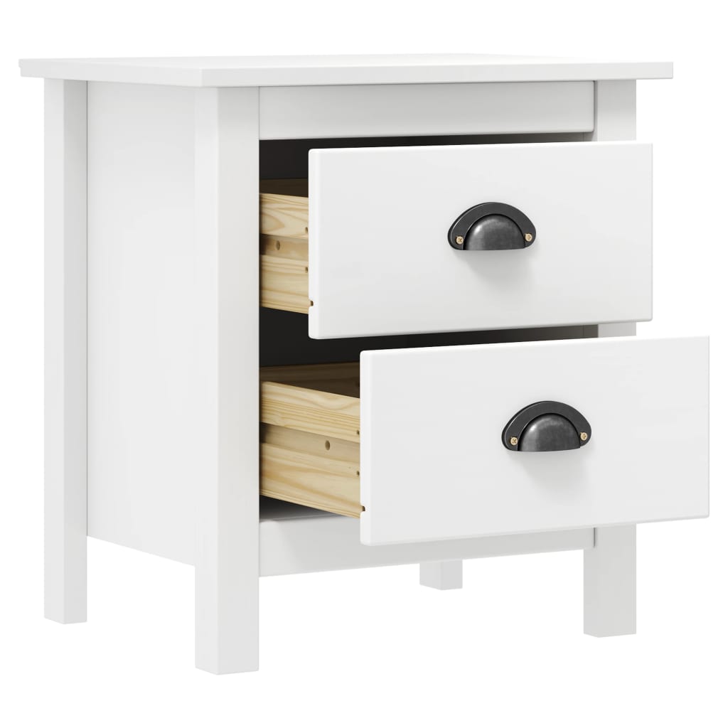 sengebord Hill 2 stk. 46x35x49,5 cm massivt fyrretræ hvid