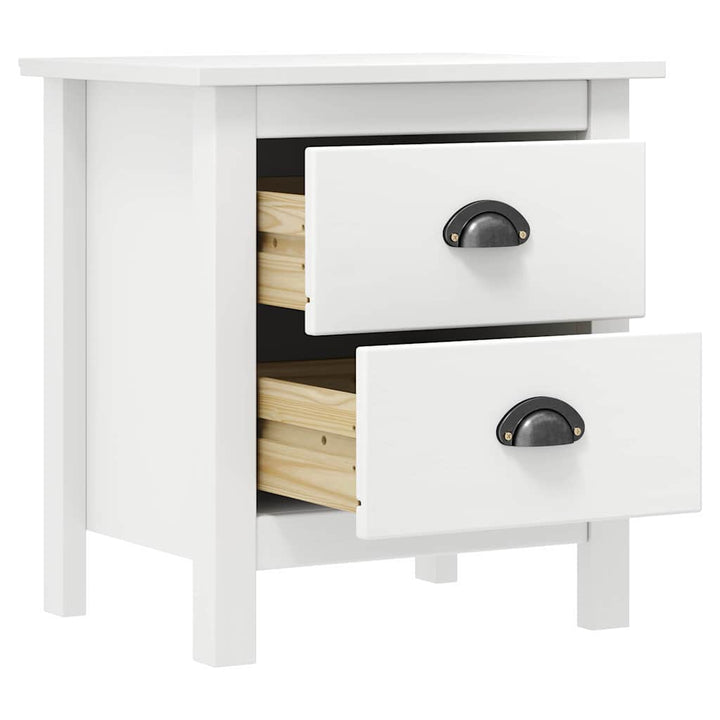 sengebord Hill 2 stk. 46x35x49,5 cm massivt fyrretræ hvid