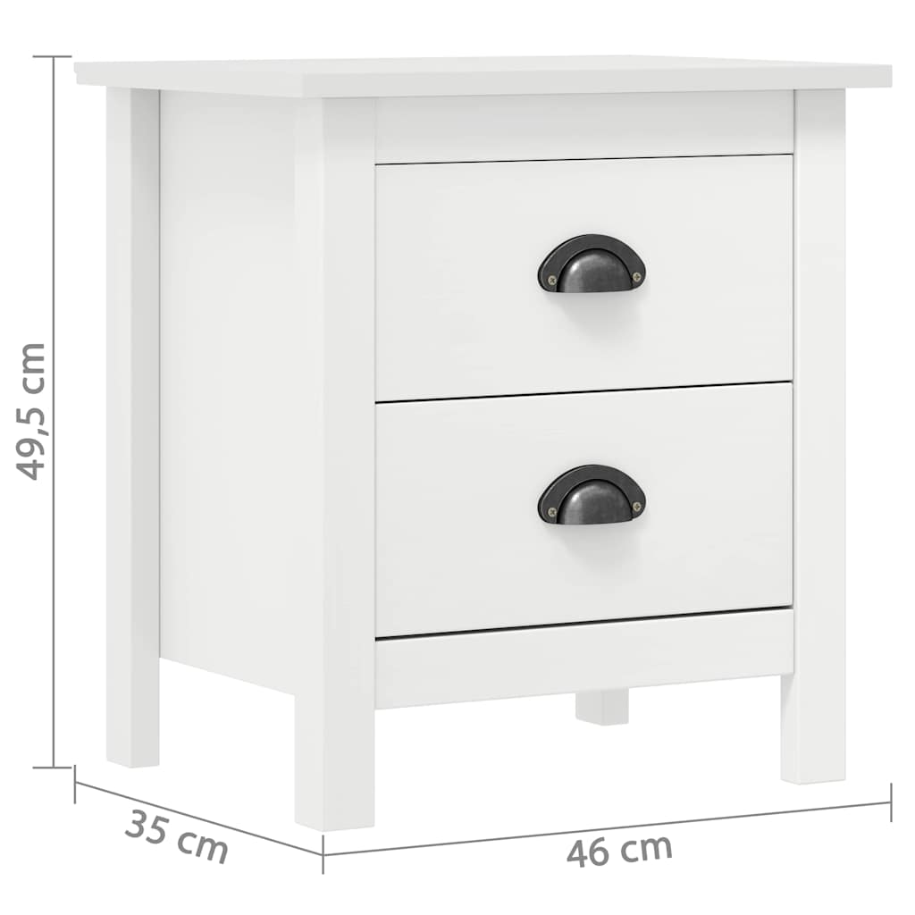 sengebord Hill 2 stk. 46x35x49,5 cm massivt fyrretræ hvid