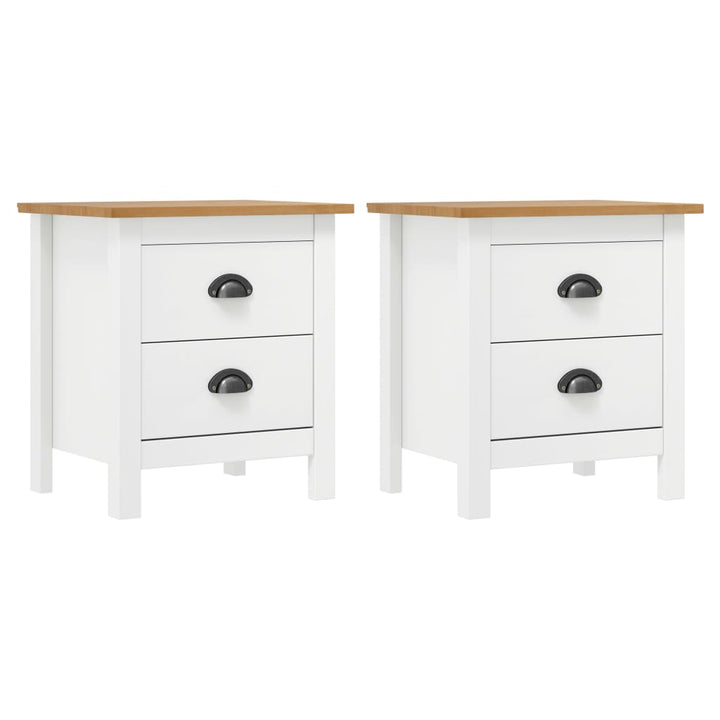 sengebord Hill 2 stk. 46x35x49,5 cm massivt fyrretræ hvid