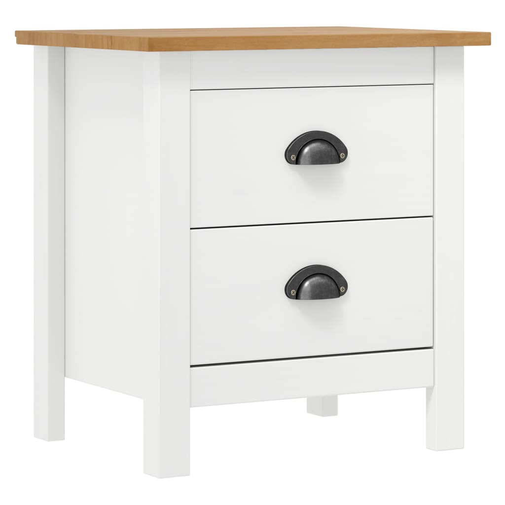 sengebord Hill 2 stk. 46x35x49,5 cm massivt fyrretræ hvid