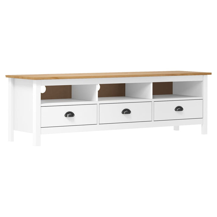 tv-bord Hill 158x40x47 cm massivt fyrretræ hvid