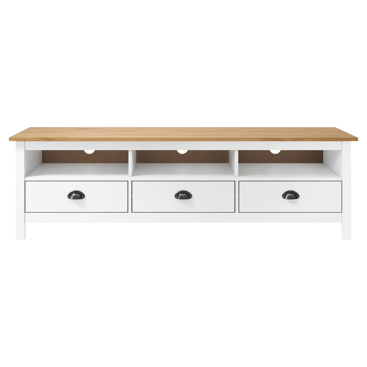 tv-bord Hill 158x40x47 cm massivt fyrretræ hvid
