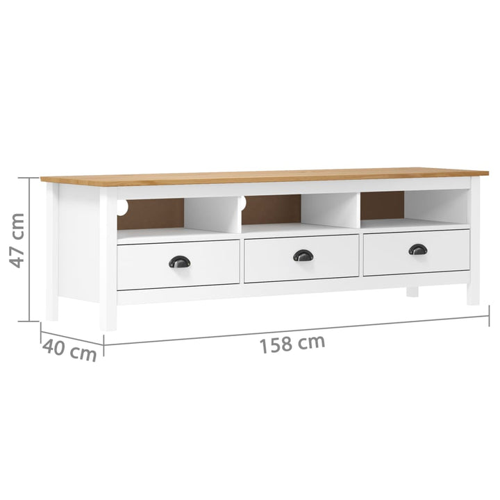 tv-bord Hill 158x40x47 cm massivt fyrretræ hvid