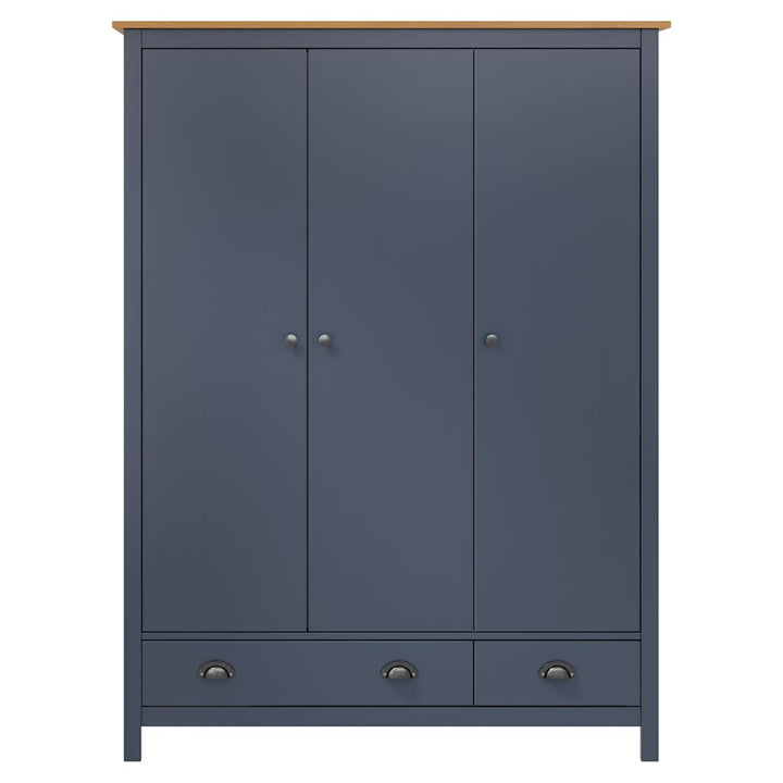 klædeskab med 3 låger Hill 127x50x170 cm massivt fyrretræ grå
