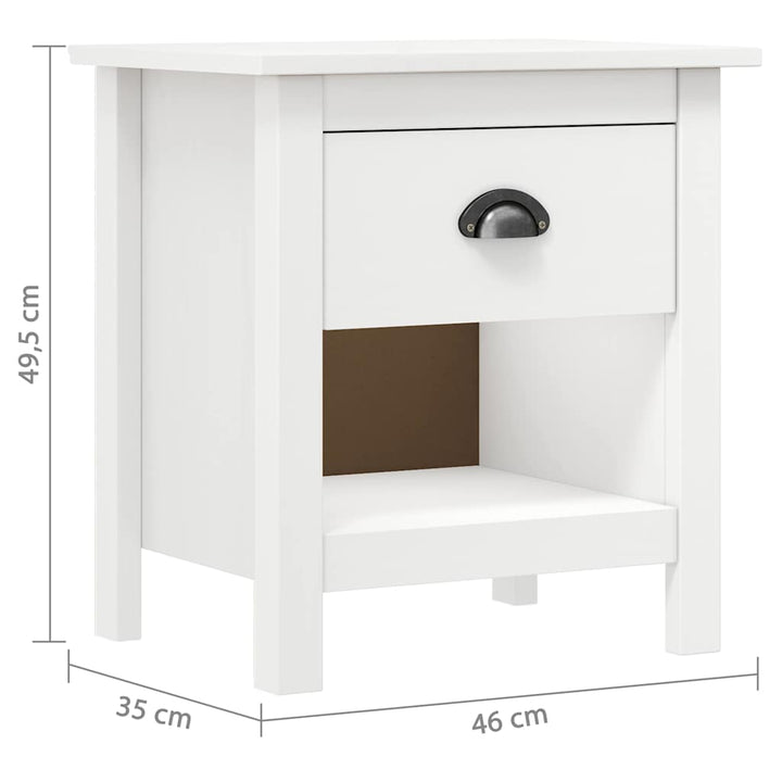 sengebord Hill 2 stk. 46x35x49,5 cm massivt fyrretræ