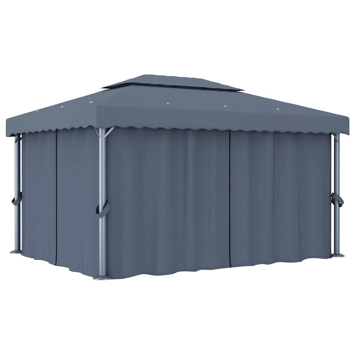 pavillon med gardin 4x3 m aluminium antracitgrå
