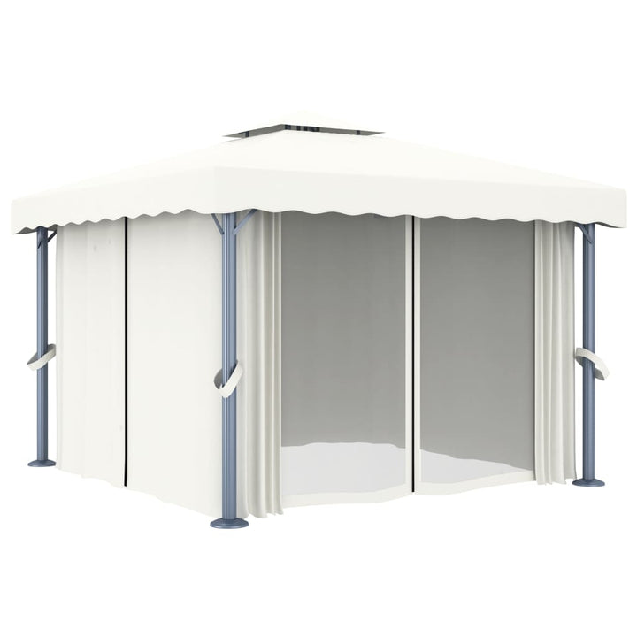 pavillon med gardin 3x3 m aluminium cremefarvet