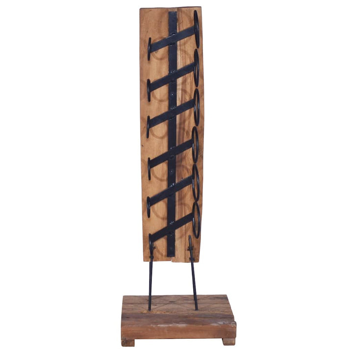vinreol til 6 flasker 35x35x100 cm massivt teaktræ