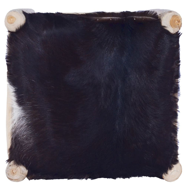 barstol ægte gedeskind og massivt teaktræ