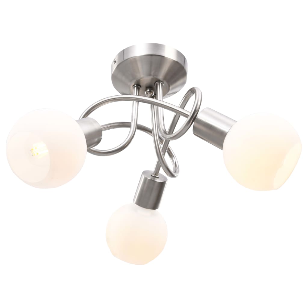 loftlampe med keramiske lampeskærme til 3 E14-pærer hvid