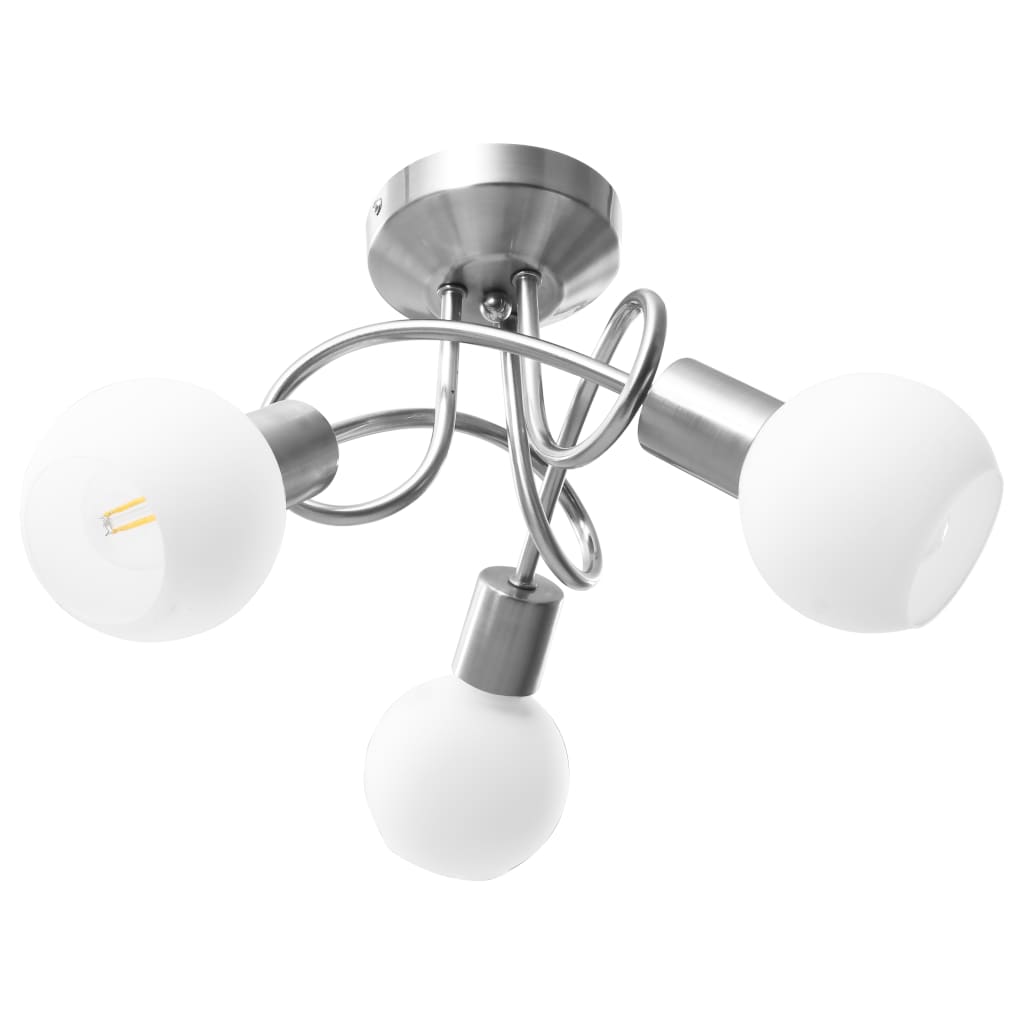 loftlampe med keramiske lampeskærme til 3 E14-pærer hvid