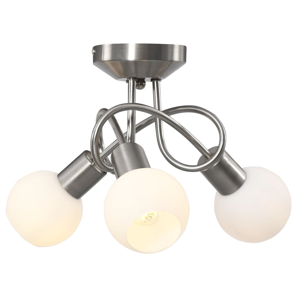 loftlampe med keramiske lampeskærme til 3 E14-pærer hvid