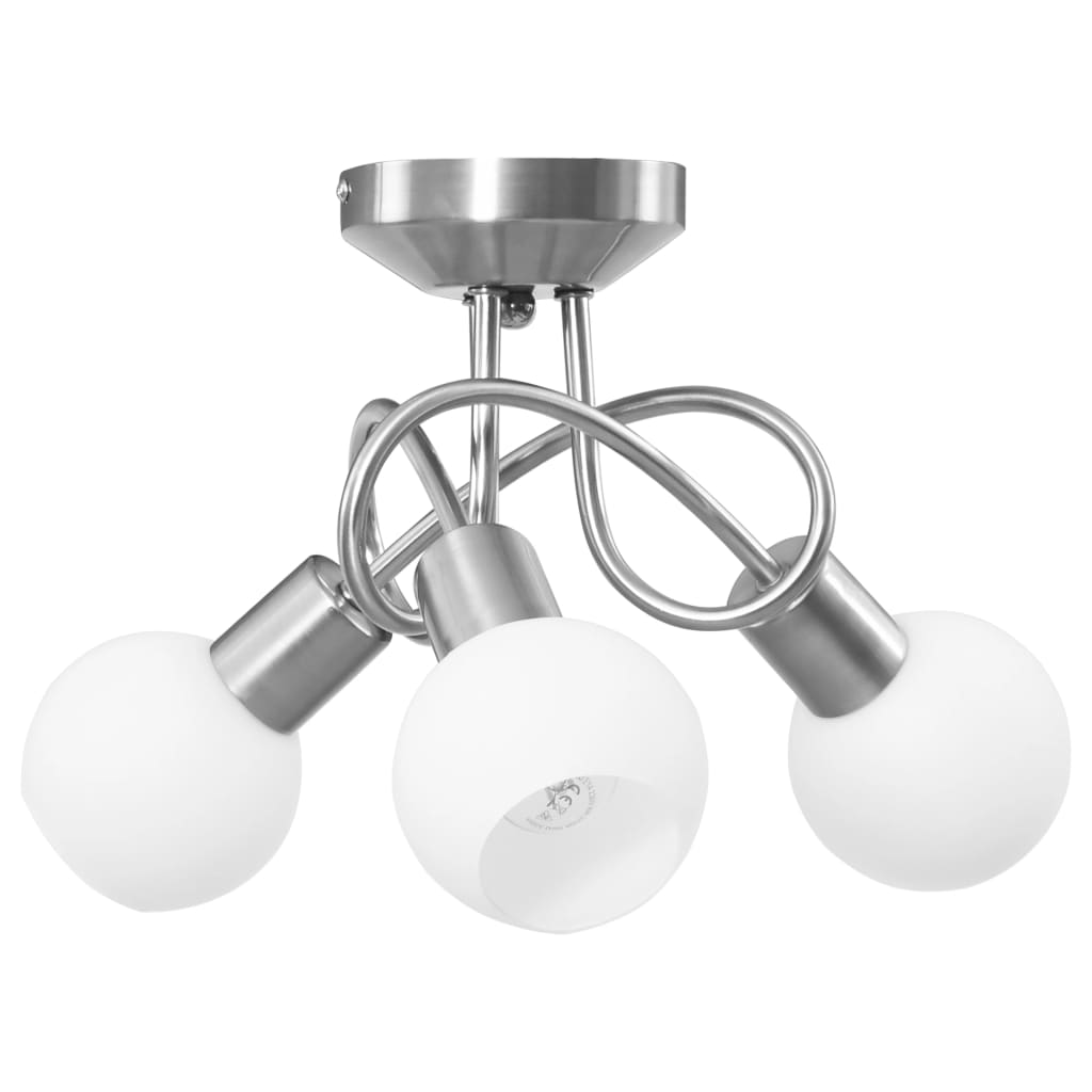 loftlampe med keramiske lampeskærme til 3 E14-pærer hvid