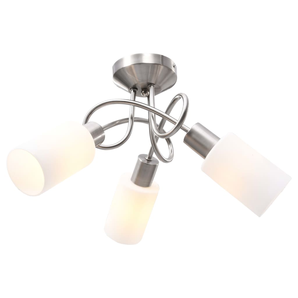 loftlampe med keramiske lampeskærme til 3 E14-pærer hvid