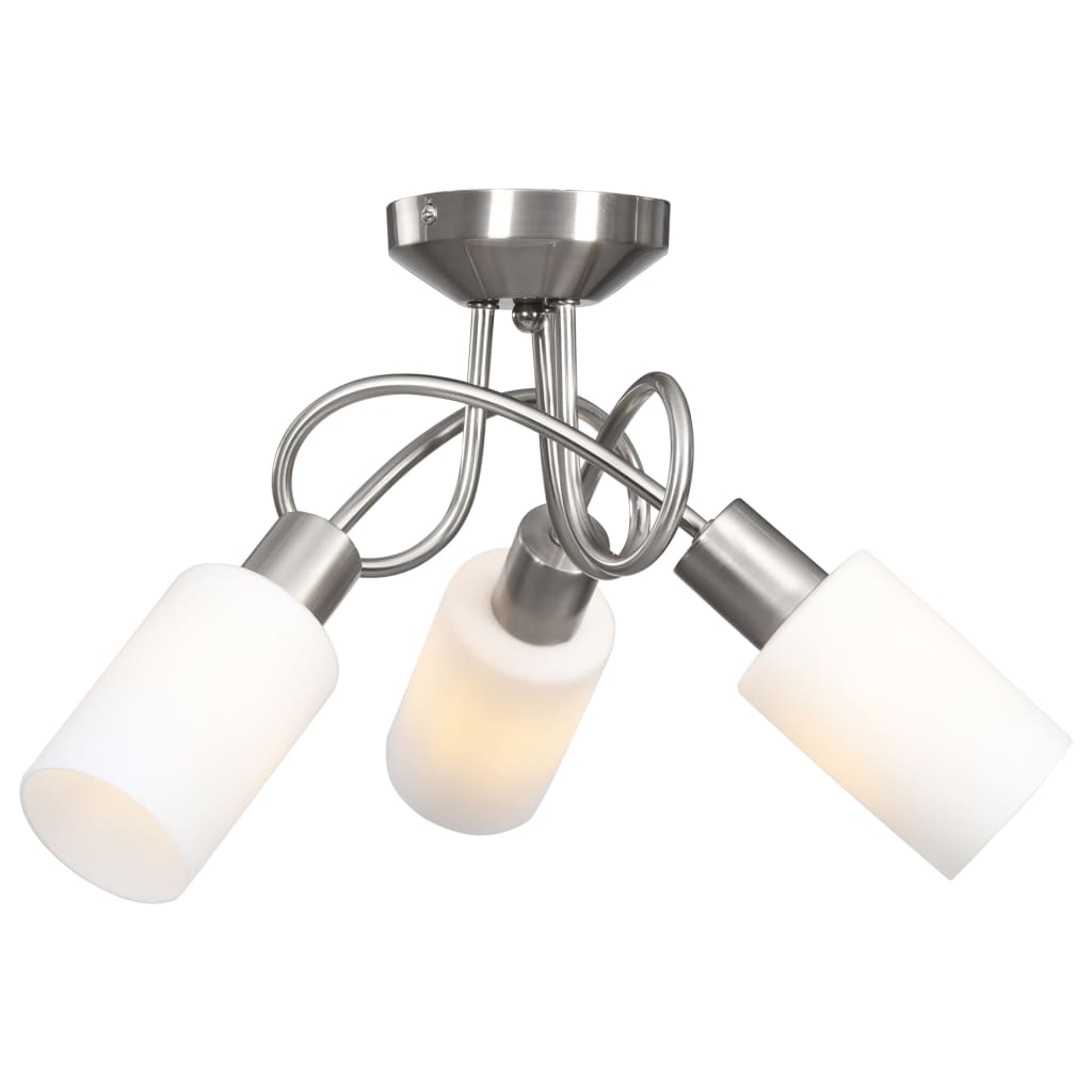 loftlampe med keramiske lampeskærme til 3 E14-pærer hvid