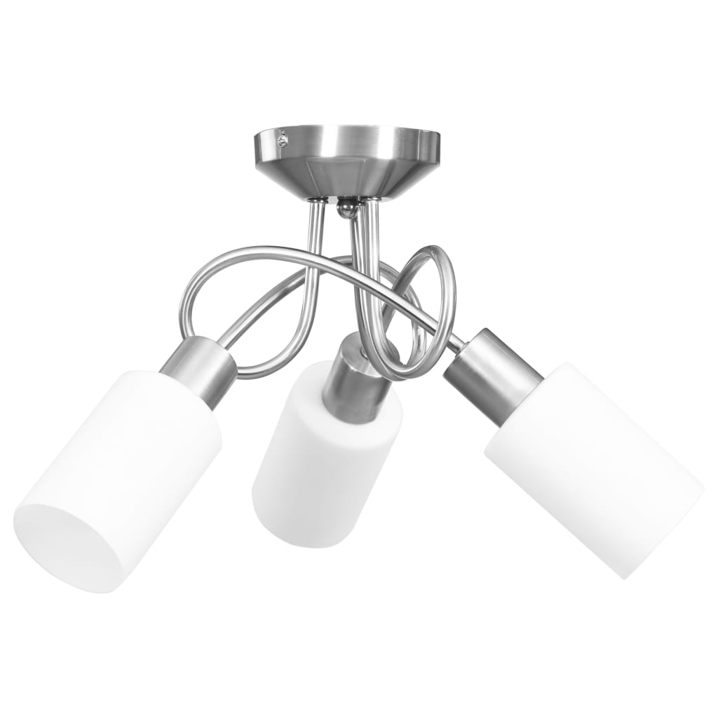 loftlampe med keramiske lampeskærme til 3 E14-pærer hvid
