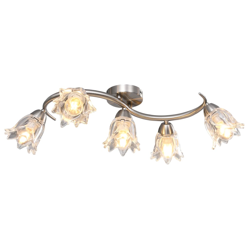 loftlampe transparente glasskærme til 5 E14-pærer tulipanform