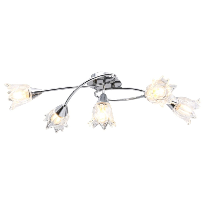 loftlampe transparente glasskærme til 5 E14-pærer tulipanform