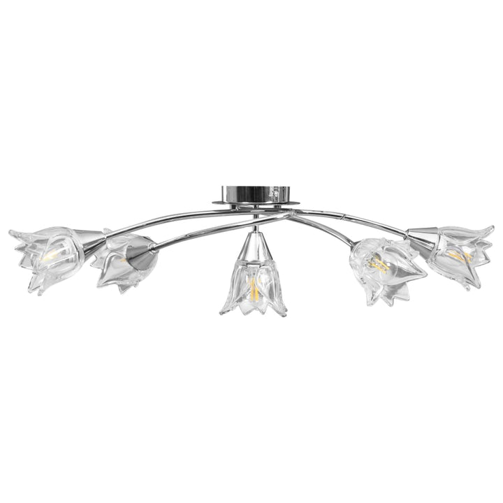 loftlampe transparente glasskærme til 5 E14-pærer tulipanform