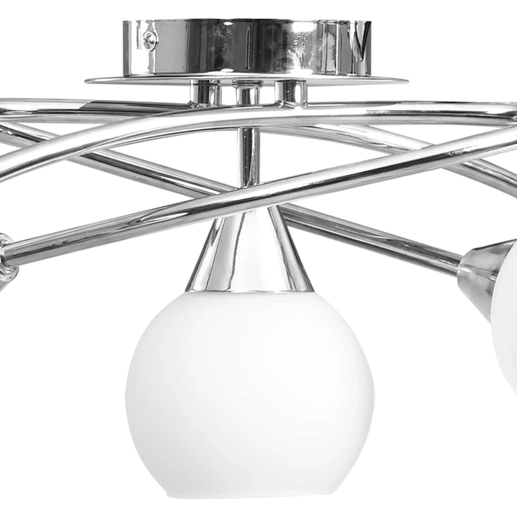 loftlampe med keramiske lampeskærme til 5 E14-pærer hvid