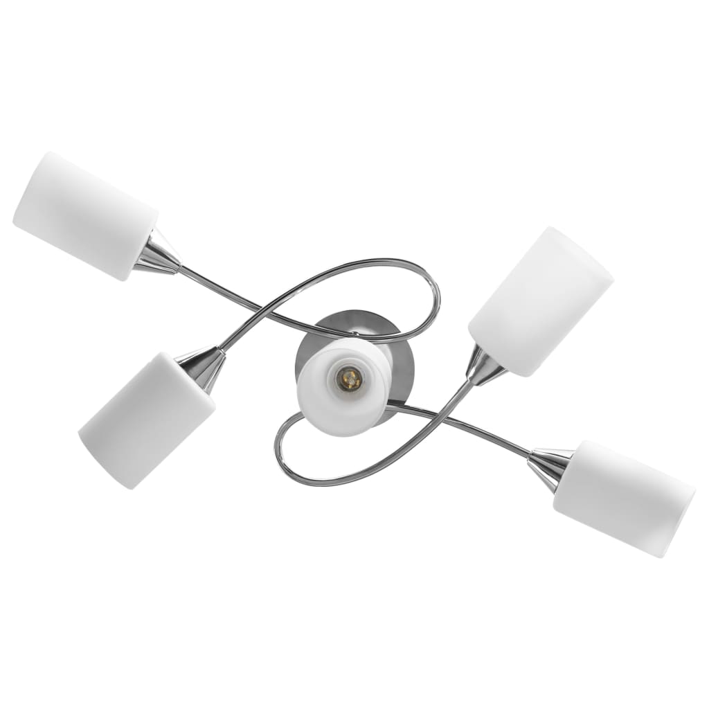 loftlampe med keramiske lampeskærme til 5 E14-pærer hvid