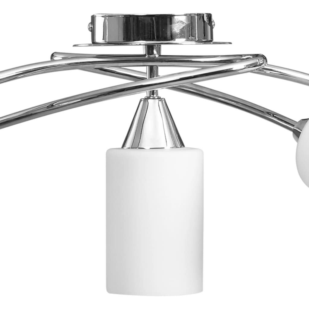 loftlampe med keramiske lampeskærme til 5 E14-pærer hvid