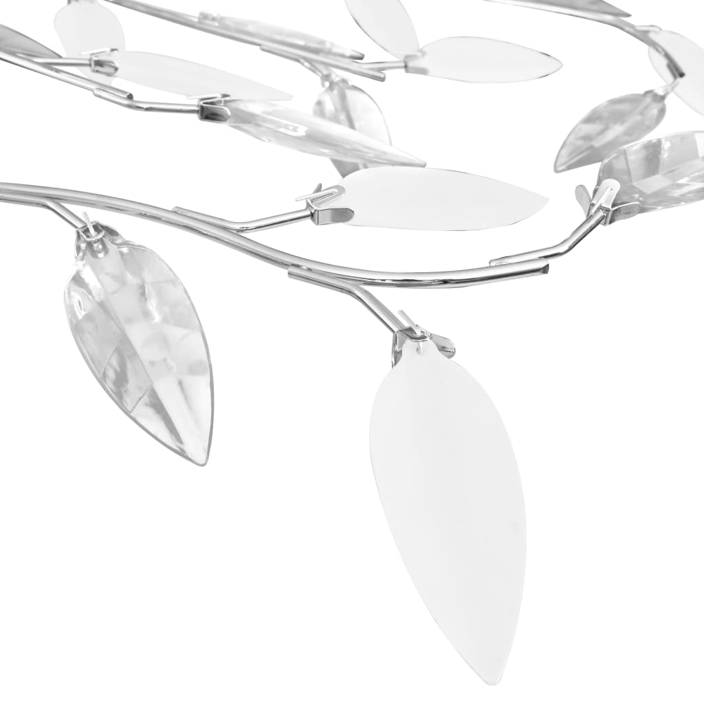loftslampe med krystalblade akryl til 5 E14-pærer hvid
