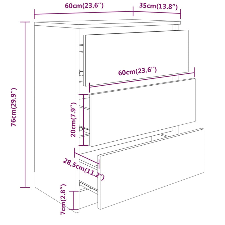 skænk 60x35x76 cm konstrueret træ betongrå