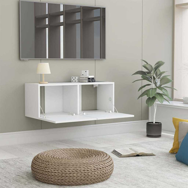 tv-bord 80x30x30 cm konstrueret træ hvid