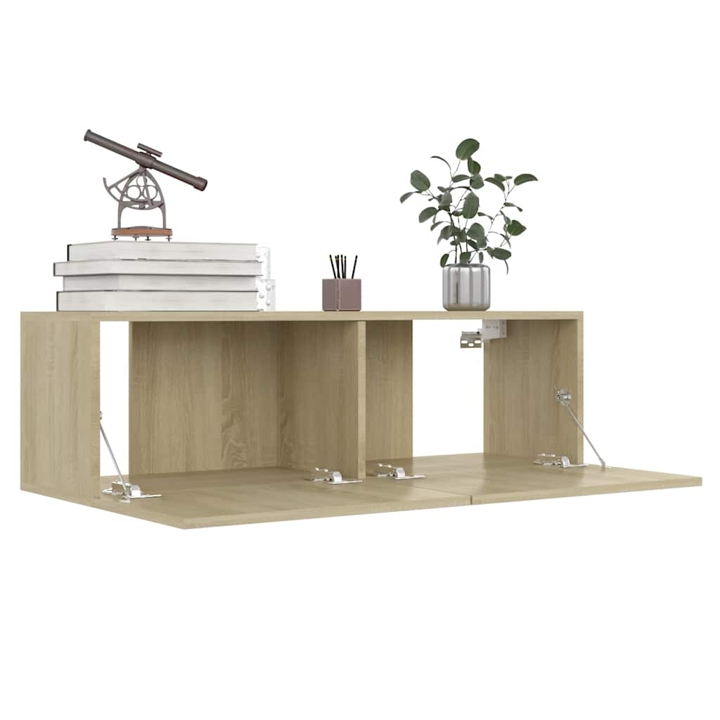 tv-bord 100x30x30 cm konstrueret træ sonoma-eg