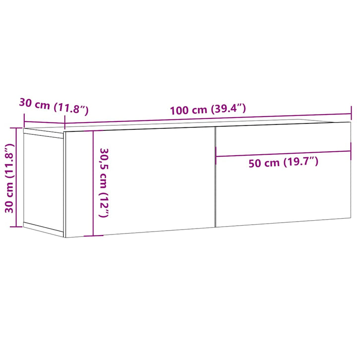 tv-bord 100x30x30 cm konstrueret træ sonoma-eg