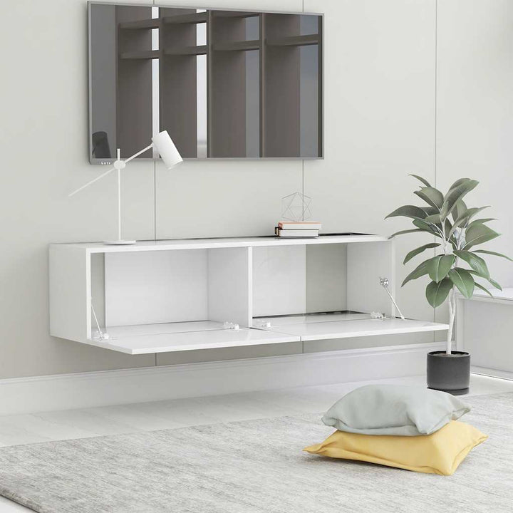 tv-skab 120x30x30 cm konstrueret træ hvid