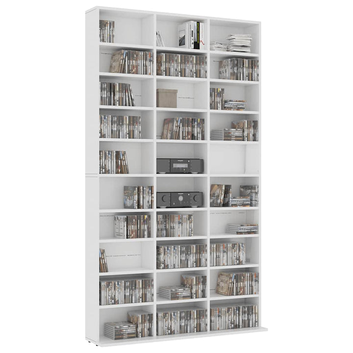 cd-reol 102x23x177,5 cm konstrueret træ hvid
