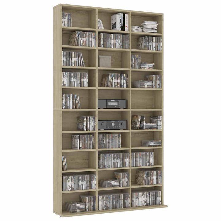 cd-reol 102x23x177,5 cm konstrueret træ sonoma-eg