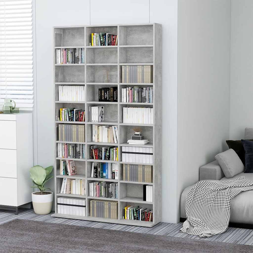 cd-reol 102x16x177,5 cm konstrueret træ betongrå