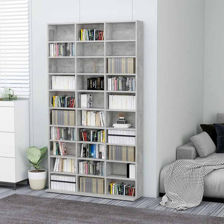 cd-reol 102x16x177,5 cm konstrueret træ betongrå