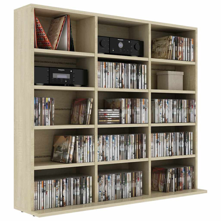 cd-reol 100x23x89,5 cm konstrueret træ sonoma-eg