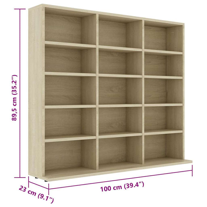 cd-reol 100x23x89,5 cm konstrueret træ sonoma-eg